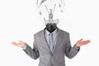 Photo: Businessman having light bulb instead of head Businessman having light bulb instead of head