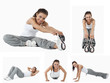 Collage of woman stretching