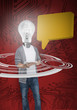 Photo: Boy with light bulb head and yellow speech bubble Boy with light bulb head and yellow speech bubble