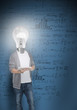 Photo: Boy with light bulb head lighting Boy with light bulb head lighting