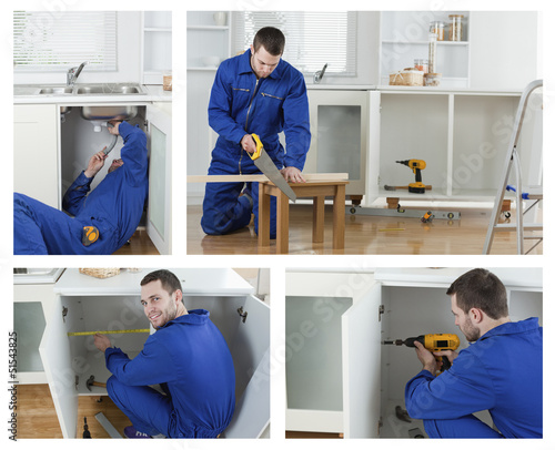 Photo: Collage of carpenter working Collage of carpenter working