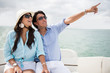 Happy couple in a yacht