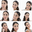 Collage of brunette woman
