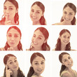 Collage of brunette woman in sepia