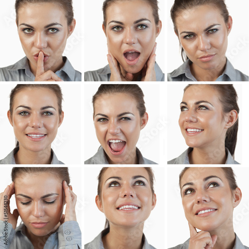 Photo: Collage of cute brunette woman Collage of cute brunette woman