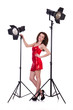 Model in the studio on white