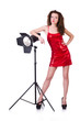 Model in the studio on white