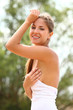 Beautiful woman enjoys summer