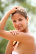 Beautiful woman enjoys summer