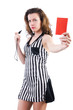 Woman judge isolated on the white