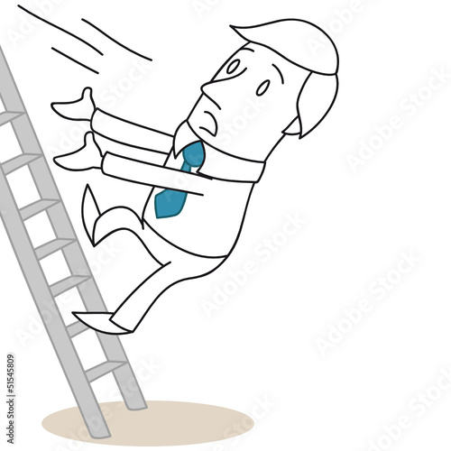 Vector: Geschäftsmann, Leiter, Sturz, Unfall, Fallen Geschäftsmann, Leiter, Sturz, Unfall, Fallen
