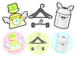 Diverse styles of Scale and Steelyard Sets. Household Items Vect