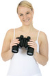 Junge Frau mit Fernglas