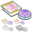 Various styles of Compact Disk Sets. Household Items Vector Icon