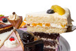Photo: Piece of cake with fruits on the scapula Piece of cake with fruits on the scapula