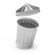 Steel waste bin with lid off