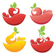 vector collection of bright fruit and juice stickers and symbols