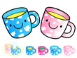 Different styles of Baby cup Sets. Baby and Children Goods Vecto
