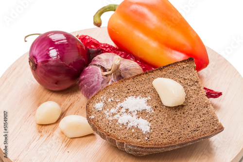 Photo: Rye bread and vegetables Rye bread and vegetables