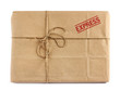 Brown express mail delivery package