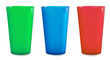 Foto: Three colorfull empty plastic cups Three colorfull empty plastic cups