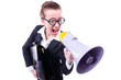 Young Businessman With Loudspe...