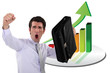 Photo: Excited businessman has made a profit Excited businessman has made a profit