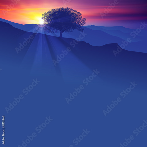 Vector: abstract background with silhouette of tree abstract background with silhouette of tree