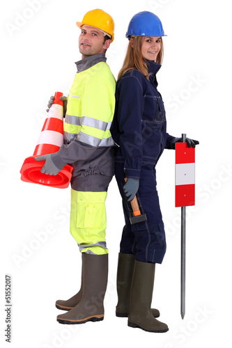 Photo: Builders signaling with terminals Builders signaling with terminals