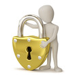 3D small people - Golden padlock.