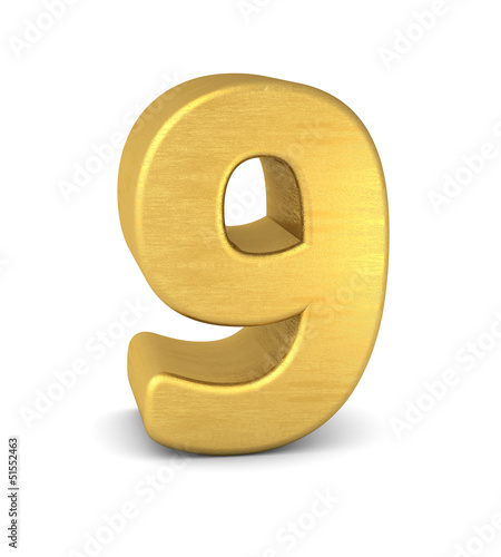 Illustration: zahl cipher 9 gold vertikal zahl cipher 9 gold vertikal