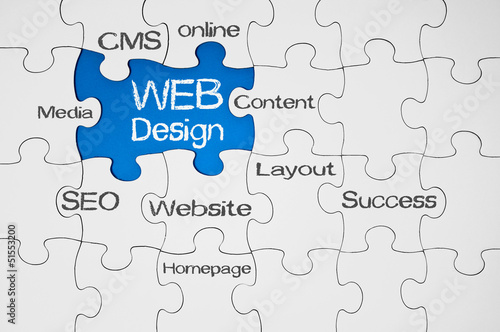 Photo: Puzzle in Blau mit Webdesign Puzzle in Blau mit Webdesign
