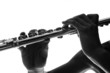 B&W detail of flute keys and hands