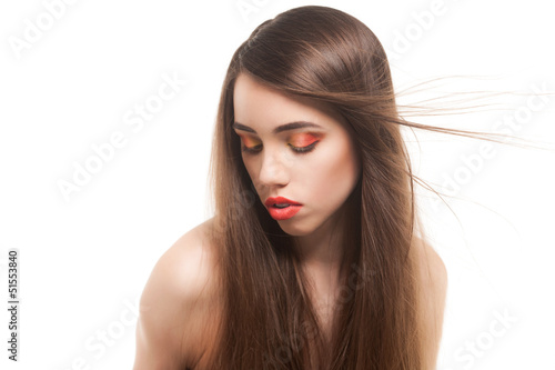 Photo: pretty woman with beautiful long brown hairs pretty woman with beautiful long brown hairs