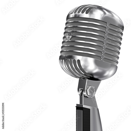 Illustration: Classic Retro Microphone on a stand isolated Classic Retro Microphone on a stand isolated