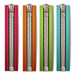 Colored steel zipper over white background