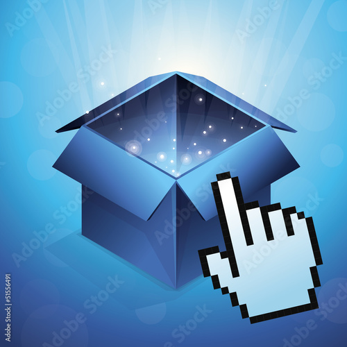 Vector: Vector blue box with hand cursor Vector blue box with hand cursor