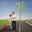 Couple travelling on the road