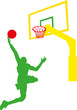 the basketball player showers a ball in a grid