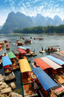 Bamboo raft at river near Yangshuo, Guanxi province, China