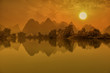 Sunset landscape of yangshuo in guilin,china