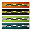 Colored steel zipper over white background