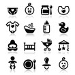 Baby , childhood vector icons set isolated on white