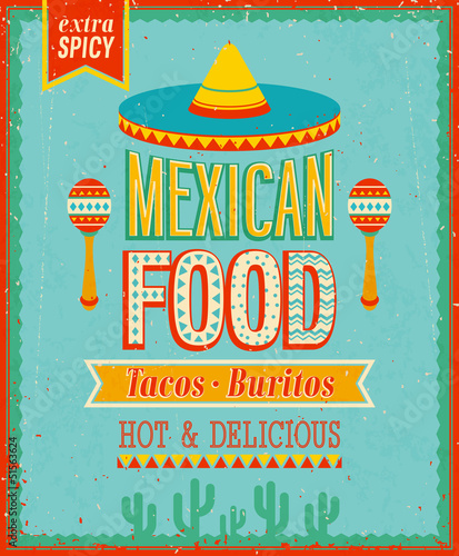 Vector: Vintage Mexican Food Poster. Vector illustration. Vintage Mexican Food Poster. Vector illustration.