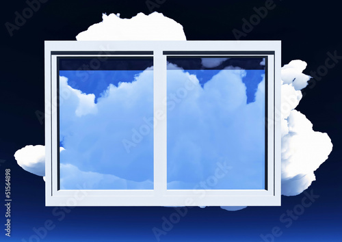 Illustration: Window of opportunity overlooking blue sky and beautiful summer Window of opportunity overlooking blue sky and beautiful summer