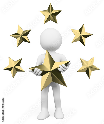 Illustration: 3D white people. Premium stars 3D white people. Premium stars