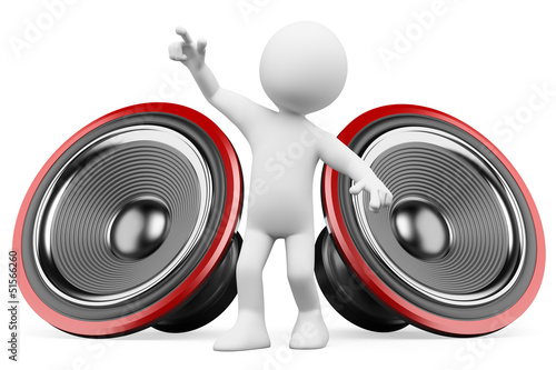 Illustration: 3D white people. Dance sound 3D white people. Dance sound