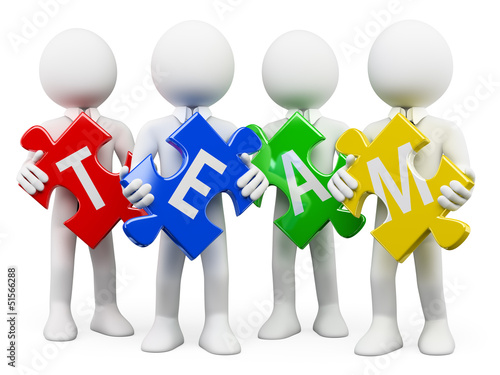 Illustration: 3D white people. Team 3D white people. Team