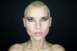 beautiful woman with short hair and tattoos