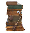 Photo: Witch books isolated with runes and medallion Witch books isolated with runes and medallion